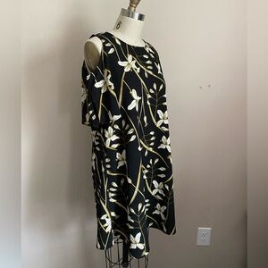 M&S Collection Cold Shoulder Black Floral Dress Size M